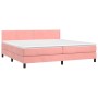 Cama box spring colchón y LED terciopelo rosa 200x200 cm de , Camas y somieres - Ref: Foro24-3134368, Precio: 540,33 €, Descu...