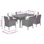 Set comedor jardín 7 pzas y cojines ratán sintético gris en Conjuntos de jardín | Comprar online en Foru.es