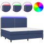 Cama box spring colchón y luces LED tela azul 200x200 cm de , Camas y somieres - Ref: Foro24-3134827, Precio: 655,23 €, Descu...