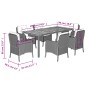 Set comedor jardín 7 pzas y cojines ratán sintético gris en Conjuntos de jardín | Comprar online en Foru.es