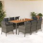 Set comedor jardín 9 pzas y cojines ratán sintético gris en Conjuntos de jardín | Comprar online en Foru.es