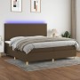 Cama box spring colchón luces LED tela marrón oscuro 200x200 cm de , Camas y somieres - Ref: Foro24-3135304, Precio: 651,25 €...