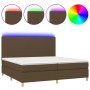 Cama box spring colchón luces LED tela marrón oscuro 200x200 cm de , Camas y somieres - Ref: Foro24-3135304, Precio: 651,25 €...