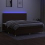 Cama box spring colchón luces LED tela marrón oscuro 200x200 cm de , Camas y somieres - Ref: Foro24-3135304, Precio: 651,25 €...