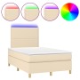 Cama box spring con colchón y LED tela crema 120x200 cm de , Camas y somieres - Ref: Foro24-3135346, Precio: 419,75 €, Descue...