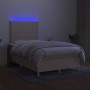 Cama box spring con colchón y LED tela crema 120x200 cm de , Camas y somieres - Ref: Foro24-3135346, Precio: 419,75 €, Descue...