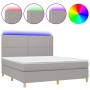 Cama box spring colchón y luces LED tela gris claro 160x200 cm de , Camas y somieres - Ref: Foro24-3135365, Precio: 529,42 €,...