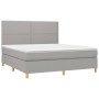Cama box spring colchón y luces LED tela gris claro 160x200 cm de , Camas y somieres - Ref: Foro24-3135365, Precio: 529,42 €,...