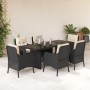Set de comedor de jardín 7 pzas y cojines ratán sintético negro en Conjuntos de jardín | Comprar online en Foru.es