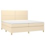 Cama box spring colchón y luces LED tela crema 200x200 cm de , Camas y somieres - Ref: Foro24-3135386, Precio: 587,32 €, Desc...