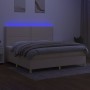 Cama box spring colchón y luces LED tela crema 200x200 cm de , Camas y somieres - Ref: Foro24-3135386, Precio: 587,32 €, Desc...