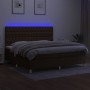Cama box spring colchón luces LED tela marrón oscuro 200x200 cm de , Camas y somieres - Ref: Foro24-3135704, Precio: 722,98 €...