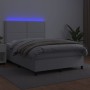 Cama box spring colchón y LED cuero sintético blanco 140x190 cm de , Camas y somieres - Ref: Foro24-3135880, Precio: 545,17 €...