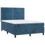 Cama box spring colchón y LED terciopelo azul oscuro 140x200 cm de , Camas y somieres - Ref: Foro24-3136069, Precio: 485,80 €...