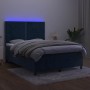 Cama box spring colchón y LED terciopelo azul oscuro 140x200 cm de , Camas y somieres - Ref: Foro24-3136069, Precio: 485,80 €...