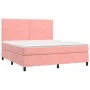 Box spring bed with mattress and LED pink velvet 160x200 cm by , Beds and slatted bases - Ref: Foro24-3136076, Price: 513,31 ...