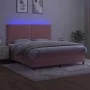 Box spring bed with mattress and LED pink velvet 160x200 cm by , Beds and slatted bases - Ref: Foro24-3136076, Price: 513,31 ...