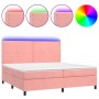 Cama box spring colchón y LED terciopelo rosa 200x200 cm de , Camas y somieres - Ref: Foro24-3136088, Precio: 583,24 €, Descu...