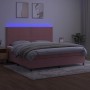 Cama box spring colchón y LED terciopelo rosa 200x200 cm de , Camas y somieres - Ref: Foro24-3136088, Precio: 583,24 €, Descu...