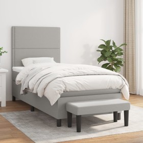 Cama box spring con colchón tela gris claro 80x200 cm de , Camas y somieres - Ref: Foro24-3136469, Precio: 323,71 €, Descuent...