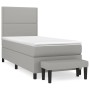 Cama box spring con colchón tela gris claro 80x200 cm de , Camas y somieres - Ref: Foro24-3136469, Precio: 323,71 €, Descuent...