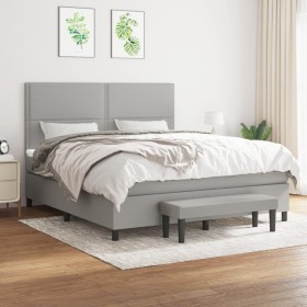 Cama box spring con colchón tela gris claro 180x200 cm de , Camas y somieres - Ref: Foro24-3136533, Precio: 604,49 €, Descuen...