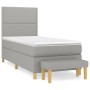 Cama box spring con colchón tela gris claro 90x200 cm de , Camas y somieres - Ref: Foro24-3137045, Precio: 353,67 €, Descuent...