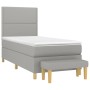 Cama box spring con colchón tela gris claro 90x200 cm de , Camas y somieres - Ref: Foro24-3137045, Precio: 353,67 €, Descuent...