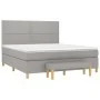 Box spring bed with light gray fabric mattress 160x200 cm by , Beds and slatted bases - Ref: Foro24-3137085, Price: 549,56 €,...