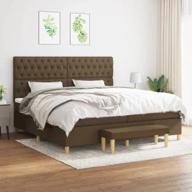 Box spring bed with dark brown fabric mattress 200x200 cm by , Beds and slatted bases - Ref: Foro24-3137424, Price: 806,27 €,...