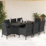 Set de comedor de jardín 9 pzas y cojines ratán sintético negro en Conjuntos de jardín | Comprar online en Foru.es