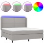 Cama box spring colchón y luces LED tela gris claro 160x200 cm de , Camas y somieres - Ref: Foro24-3138245, Precio: 554,57 €,...