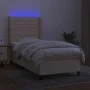 Box spring bed mattress and LED lights cream fabric 80x200 cm by , Beds and slatted bases - Ref: Foro24-3138354, Price: 334,5...
