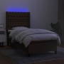 Cama box spring colchón luces LED tela marrón oscuro 100x200cm de , Camas y somieres - Ref: Foro24-3138536, Precio: 398,84 €,...