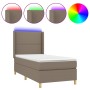 Cama box spring colchón y luces LED tela marrón oscuro 90x200cm de , Camas y somieres - Ref: Foro24-3138768, Precio: 337,12 €...