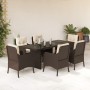 Set comedor de jardín 7 pzas con cojines ratán sintético marrón en Conjuntos de jardín | Comprar online en Foru.es