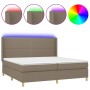 Cama box spring colchón y luces LED tela gris taupe 200x200 cm de , Camas y somieres - Ref: Foro24-3138825, Precio: 714,43 €,...