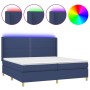 Cama box spring colchón y luces LED tela azul 200x200 cm de , Camas y somieres - Ref: Foro24-3138827, Precio: 646,49 €, Descu...
