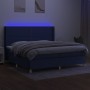 Cama box spring colchón y luces LED tela azul 200x200 cm de , Camas y somieres - Ref: Foro24-3138827, Precio: 646,49 €, Descu...