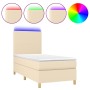 Cama box spring colchón y luces LED tela crema 80x200 cm de , Camas y somieres - Ref: Foro24-3135234, Precio: 335,05 €, Descu...