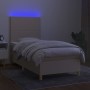 Cama box spring colchón y luces LED tela crema 80x200 cm de , Camas y somieres - Ref: Foro24-3135234, Precio: 335,05 €, Descu...