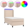 Cama box spring colchón LED cuero sintético capuchino 80x200 cm de , Camas y somieres - Ref: Foro24-3139234, Precio: 316,75 €...