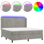 Cama box spring colchón y LED terciopelo gris claro 160x200 cm de , Camas y somieres - Ref: Foro24-3139511, Precio: 539,44 €,...