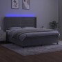Cama box spring colchón y LED terciopelo gris claro 160x200 cm de , Camas y somieres - Ref: Foro24-3139511, Precio: 539,44 €,...
