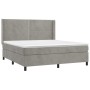 Cama box spring colchón y LED terciopelo gris claro 160x200 cm de , Camas y somieres - Ref: Foro24-3139511, Precio: 539,44 €,...
