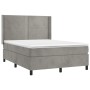 Cama box spring colchón y LED terciopelo gris claro 140x200 cm de , Camas y somieres - Ref: Foro24-3139505, Precio: 483,35 €,...