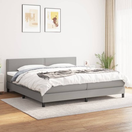 Cama box spring con colchón tela gris claro 180x200 cm de , Camas y somieres - Ref: Foro24-3139993, Precio: 525,18 €, Descuen...