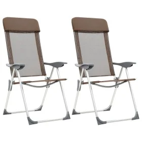 Sillas de camping plegables 2 unidades aluminio marrón de vidaXL, Mobiliario de camping - Ref: Foro24-44310, Precio: 132,28 €...