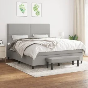 Box spring bed with light gray fabric mattress 160x200 cm by , Beds and slatted bases - Ref: Foro24-3136525, Price: 551,98 €,...
