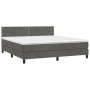 Cama box spring con colchón terciopelo gris oscuro 160x200 cm de , Camas y somieres - Ref: Foro24-3141252, Precio: 472,52 €, ...